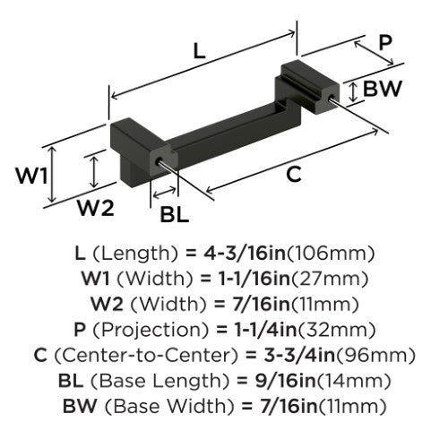 Rockhurst Zinc Matte Black Cabinet Pull 8