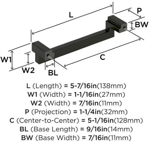 Rockhurst Zinc Matte Black Cabinet Pull 9
