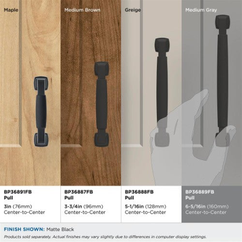 Stature Zinc Matte Black Cabinet Pull 30