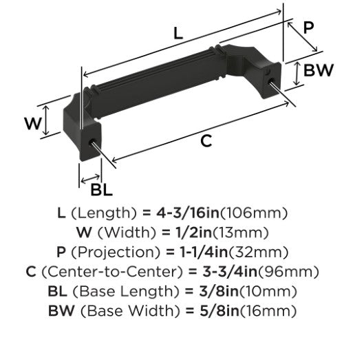 Townsend Zinc Matte Black Cabinet Pull 8