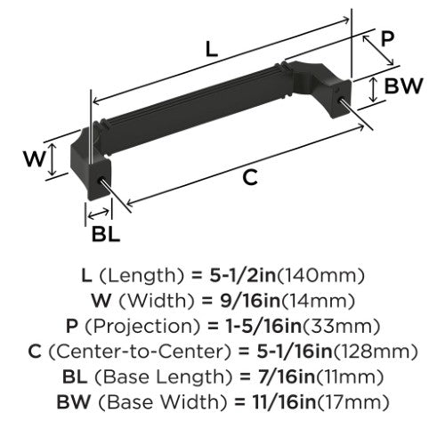 Townsend Zinc Matte Black Cabinet Pull 9