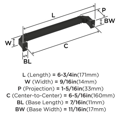 Townsend Zinc Matte Black Cabinet Pull 10