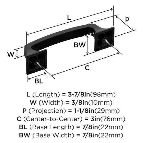 Ville Zinc Matte Black Cabinet Pull 5