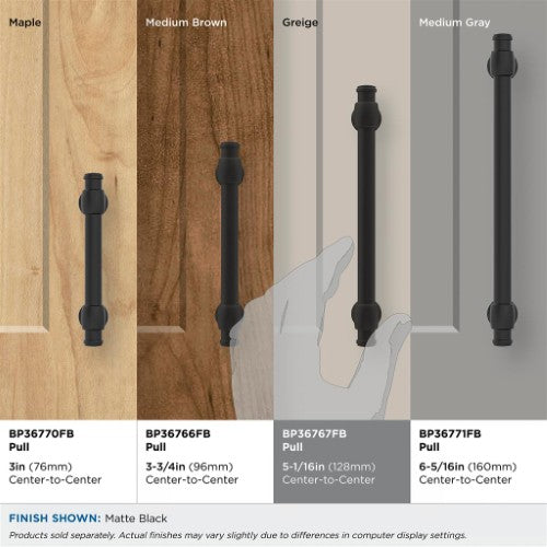 Winsome Zinc Matte Black Cabinet Pull 37