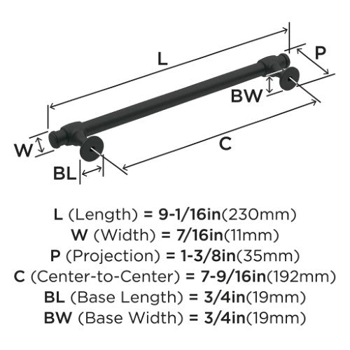 Winsome Zinc Matte Black Cabinet Pull 13