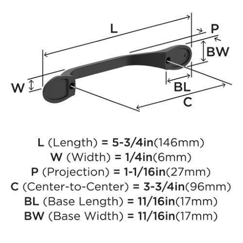 Ravino Zinc Matte Black Cabinet Pull 6