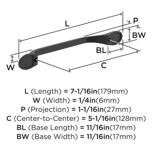 Ravino Zinc Matte Black Cabinet Pull 7