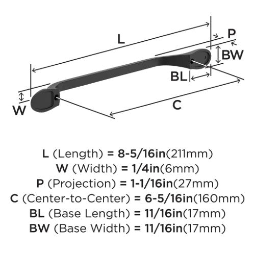 Ravino Zinc Matte Black Cabinet Pull 8