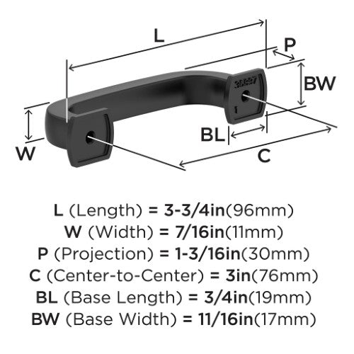 Surpass Zinc Matte Black Cabinet Pull 9