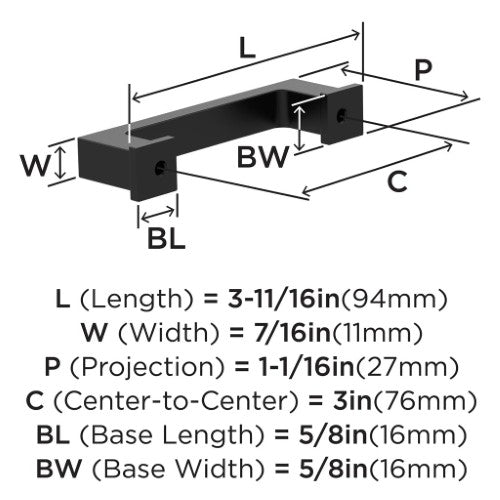 Bridgeport Zinc Matte Black Cabinet Pull 5