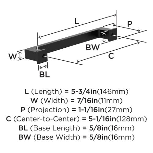 Bridgeport Zinc Matte Black Cabinet Pull 7
