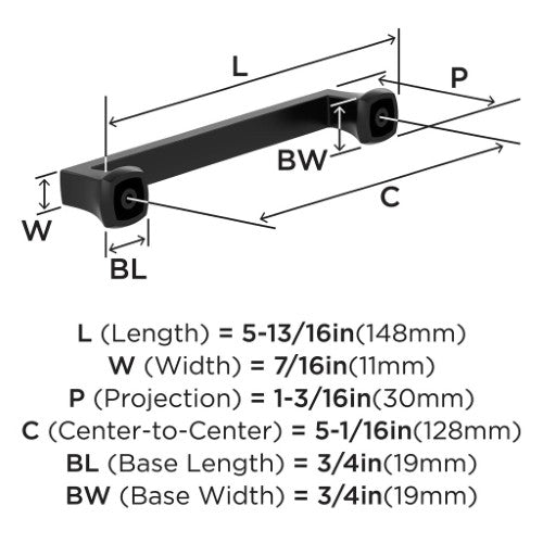 Hybridize Zinc Matte Black Cabinet Pull 7