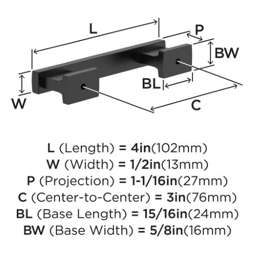 Triomphe Zinc Matte Black Cabinet Pull 5