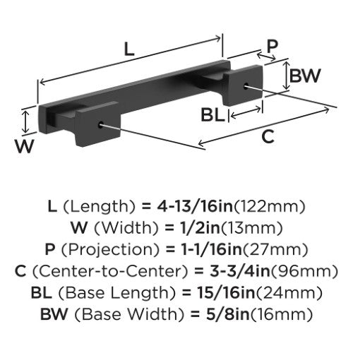 Triomphe Zinc Matte Black Cabinet Pull 6