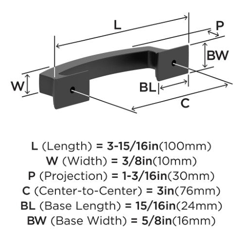 Incisive Zinc Matte Black Cabinet Pull 5