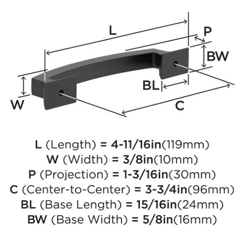 Incisive Zinc Matte Black Cabinet Pull 6