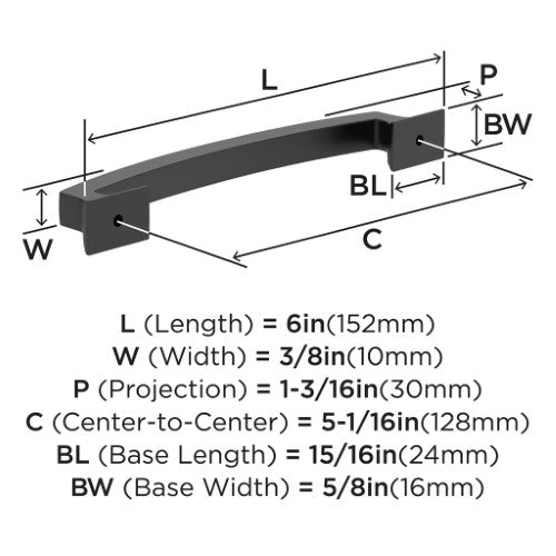Incisive Zinc Matte Black Cabinet Pull 7