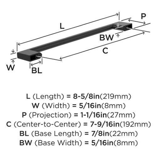 Cityscape Zinc Matte Black Cabinet Pull 11