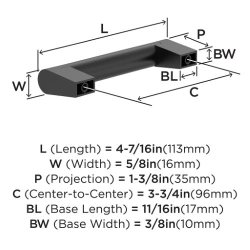 Composite Zinc Matte Black Cabinet Pull 7