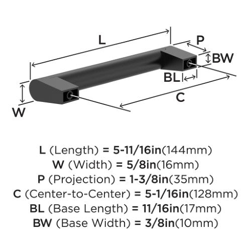 Composite Zinc Matte Black Cabinet Pull 8