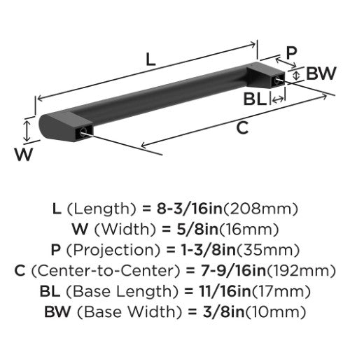 Composite Zinc Matte Black Cabinet Pull 10