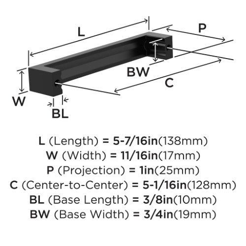 Augment Zinc Matte Black Cabinet Pull 7