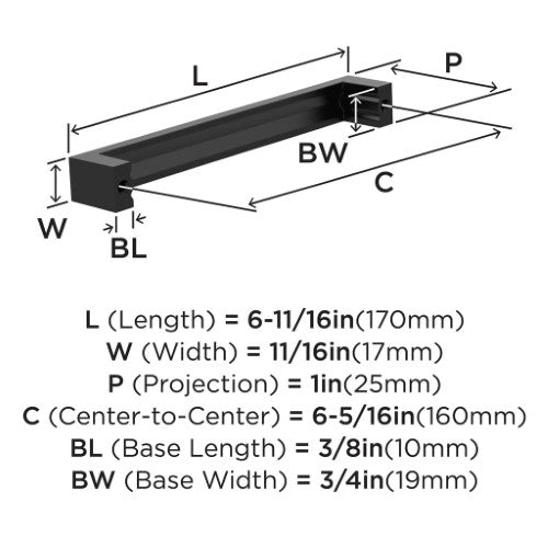 Augment Zinc Matte Black Cabinet Pull 8