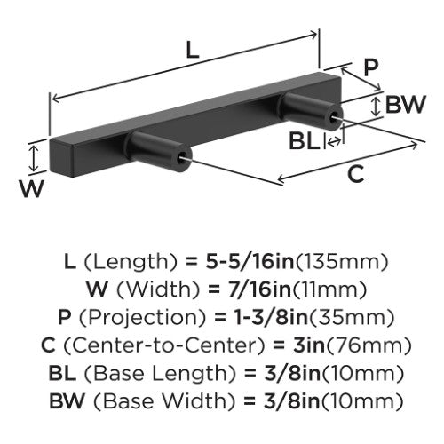 Bar Pulls Square Zinc Matte Black Cabinet Pull 5