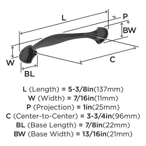 Fairfield Zinc Matte Black Cabinet Pull 6
