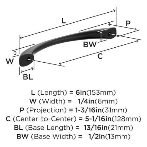Vaile Zinc Matte Black Cabinet Pull 7
