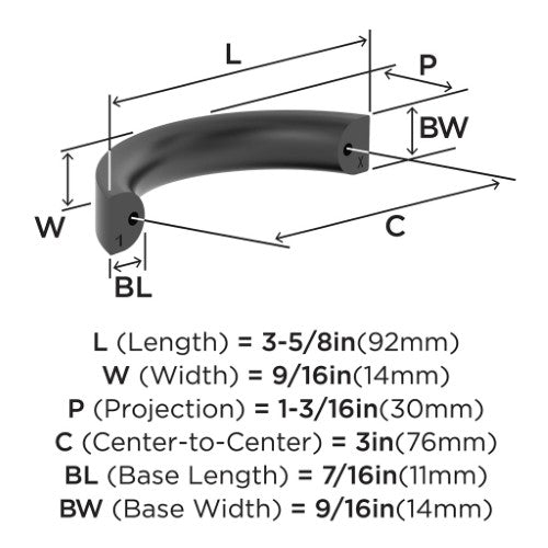 Parabolic Zinc Matte Black Cabinet Pull 5