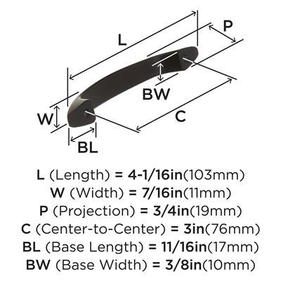 Arc Zinc Matte Black Cabinet Pull 5