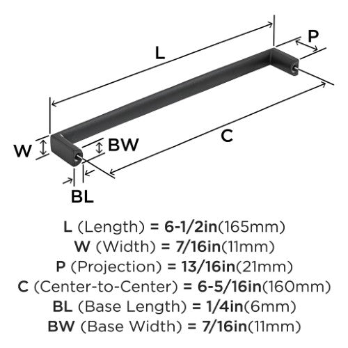 Metro Zinc Matte Black Cabinet Pull 7