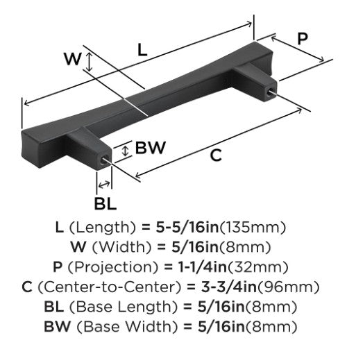 Pailou Zinc Matte Black Cabinet Pull 4