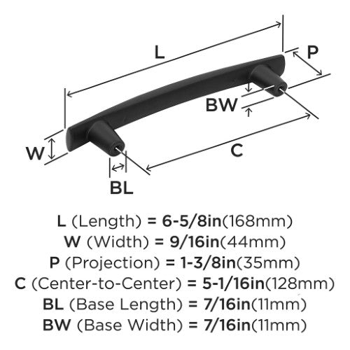 Willow Zinc Matte Black Cabinet Pull 6