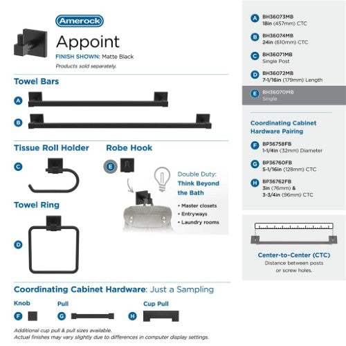 Appoint Zinc Matte Black Hook 7
