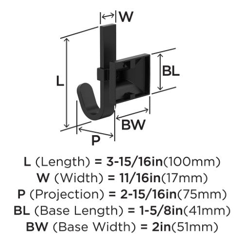 Burbank Zinc Matte Black Hook 2