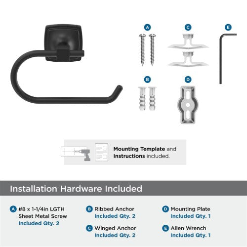 Stature Zinc Matte Black Toilet Paper Holder 3