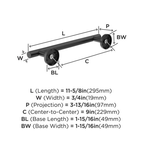 Arrondi Stainless Steel Matte Black Towel Bar 10