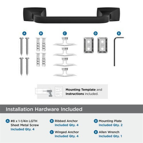 Highland Ridge Zinc & Stainless Steel Matte Black Towel Bar 7