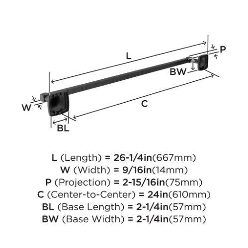Stature Zinc & Stainless Steel Matte Black Towel Bar 6