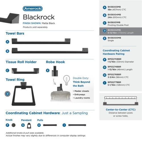 Blackrock Zinc Matte Black Towel Ring 6