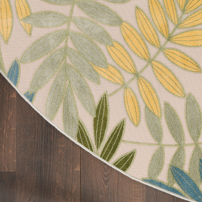 Aloha ALH18 Green Multicolor Polypropylene Outdoor Area Rug - 8 Ft x Round