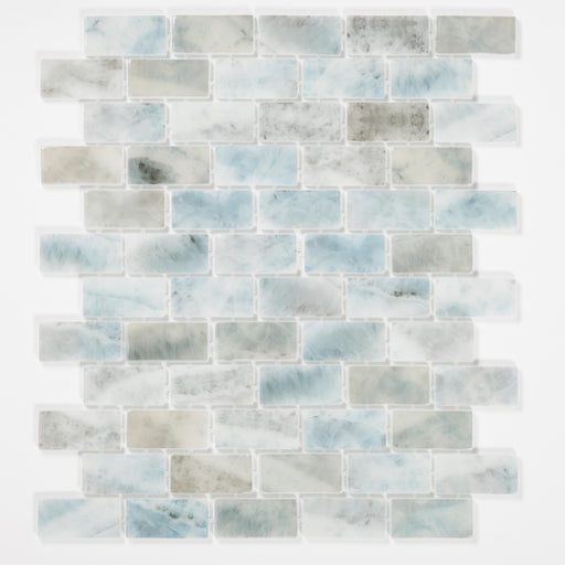 Maris Salt Mist Glass Mosaic - 1" x 2" Offset