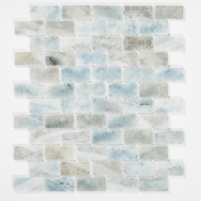 Maris Salt Mist Glass Mosaic - 1" x 2" Offset