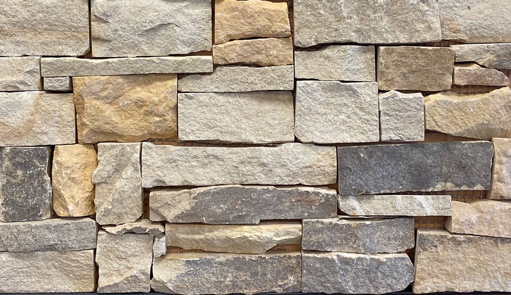 Full Ledger Sample - Mixed Marble Ledgestone - 8" x 18" x 3/4" - 1" Natural Cleft