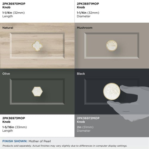 Accents Zinc & Acrylic Gold / Mother of Pearl Cabinet Knob 24