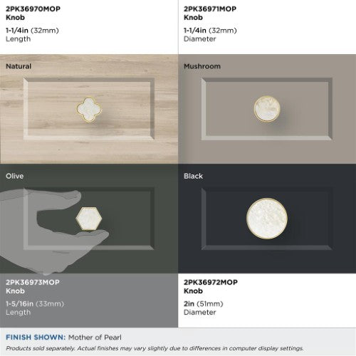 Accents Zinc & Acrylic Gold / Mother of Pearl Cabinet Knob 23