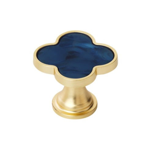Accents Zinc & Acrylic Gold / Navy Blue Cabinet Knob 1