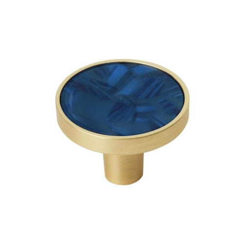 Accents Zinc & Acrylic Gold / Navy Blue Cabinet Knob 2